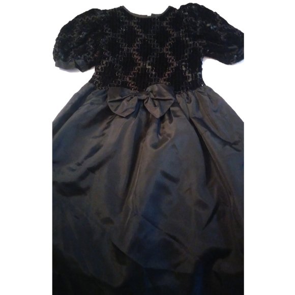 SYLVIA WHYTE Girls 7 BLACK SPARKLE SEQUIN DRESS holidays Christmas Halloween wed - Picture 6 of 15